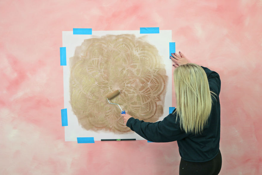 Easy Colorwash Accent Wall With Mandala Stencils Easy Colorwash Accent Wall With Mandala Stencils