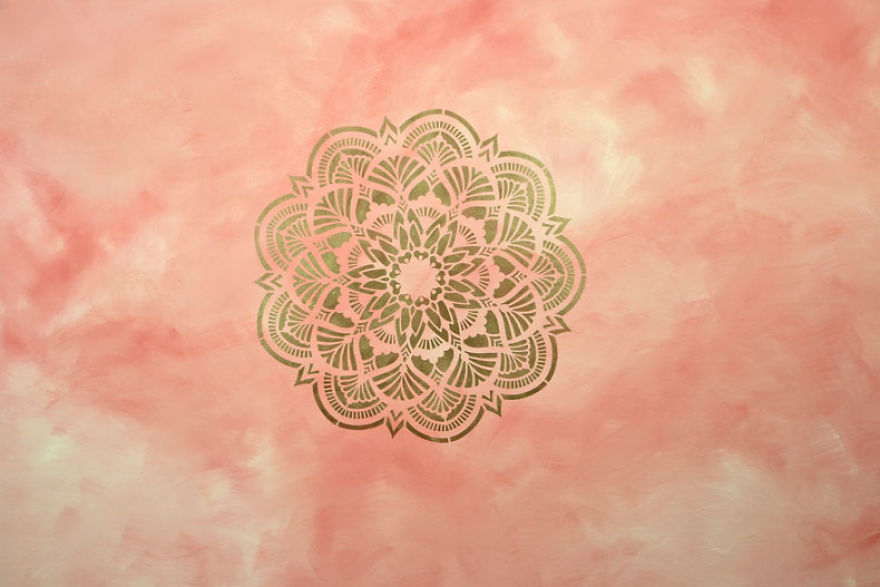 Easy Colorwash Accent Wall With Mandala Stencils Easy Colorwash Accent Wall With Mandala Stencils