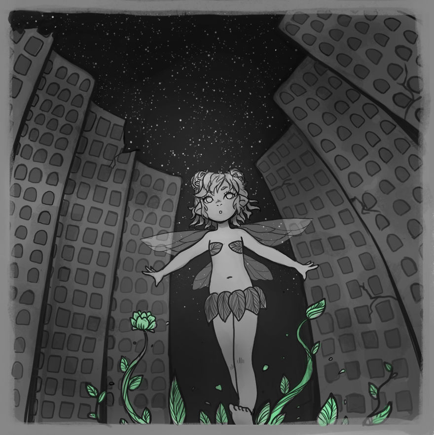 I'm Making An Illustrated Short Story About A Fairy Restoring The Earth's Flora After Nuclear War