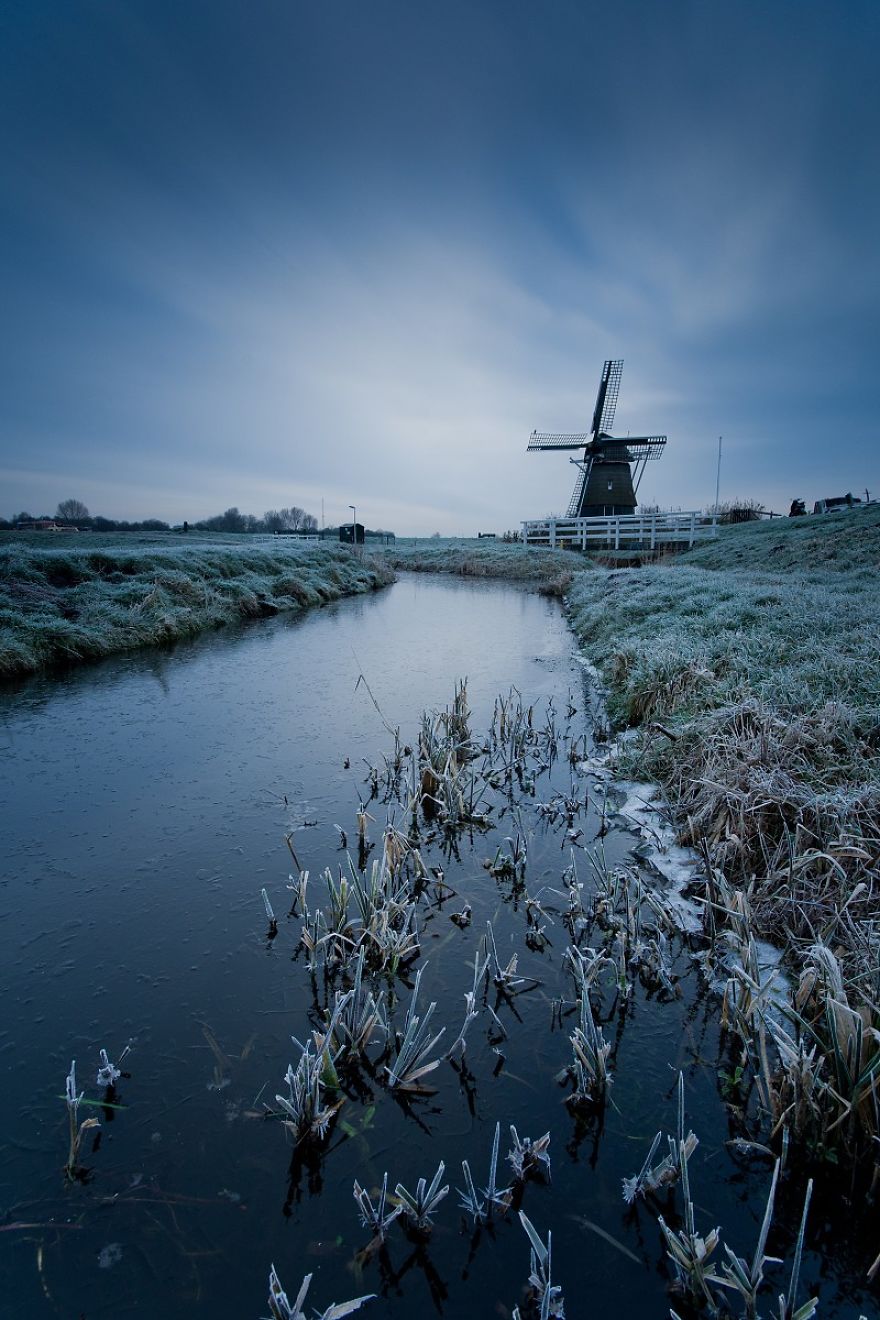Very Cold And Cloudy Sunrise In Haarlem