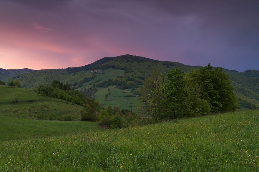 Rainy Morning With A View Of Makowice From Barcice