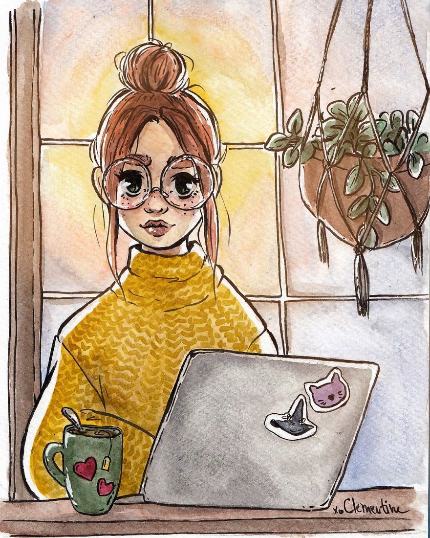 I've Been Illustrating Cute Daily Moments In Watercolour And Ink