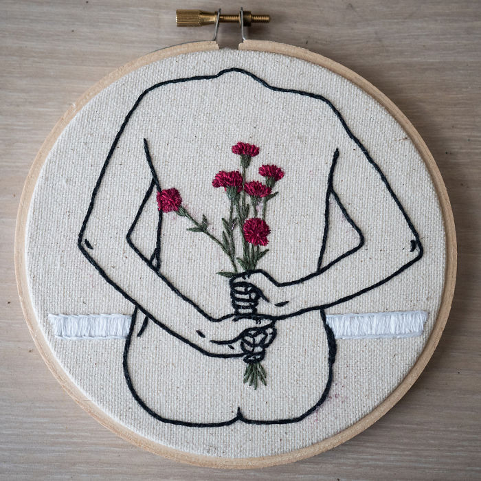 My Sister Spreads Body Positivity By Embroidering Nude Photos