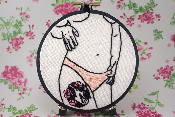 My Sister Spreads Body Positivity By Embroidering Nude Photos