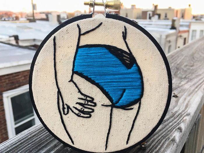 My Sister Spreads Body Positivity By Embroidering Nude Photos