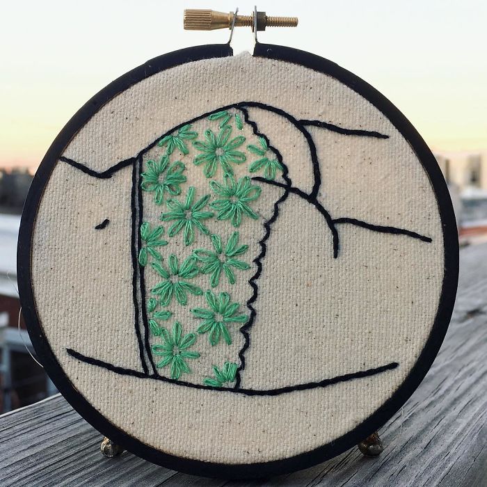 My Sister Spreads Body Positivity By Embroidering Nude Photos