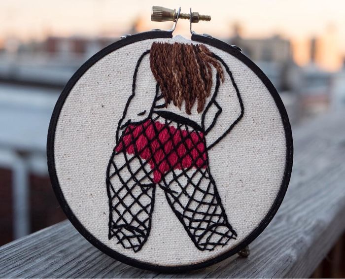 My Sister Spreads Body Positivity By Embroidering Nude Photos