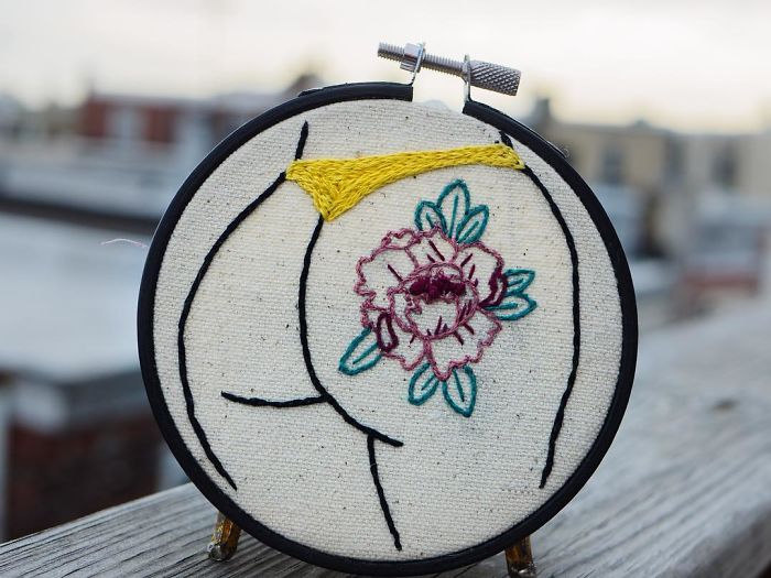My Sister Spreads Body Positivity By Embroidering Nude Photos