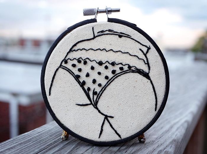 My Sister Spreads Body Positivity By Embroidering Nude Photos