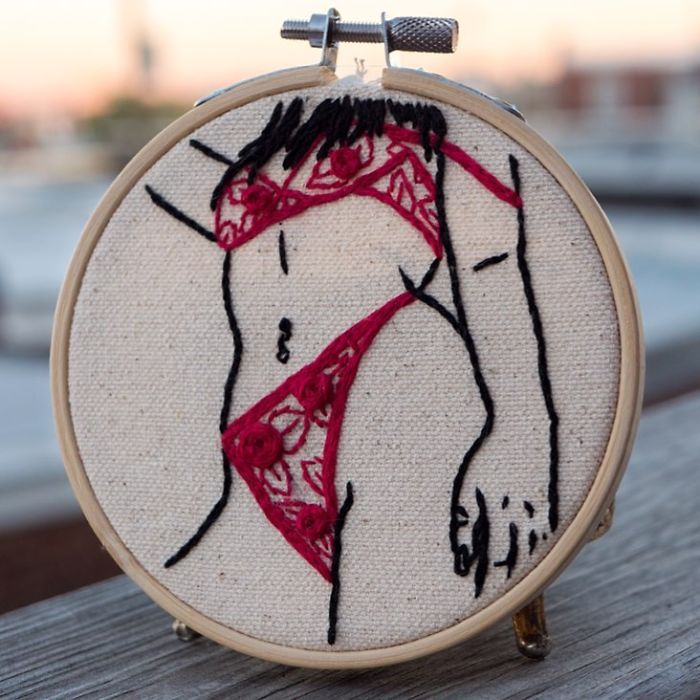 My Sister Spreads Body Positivity By Embroidering Nude Photos