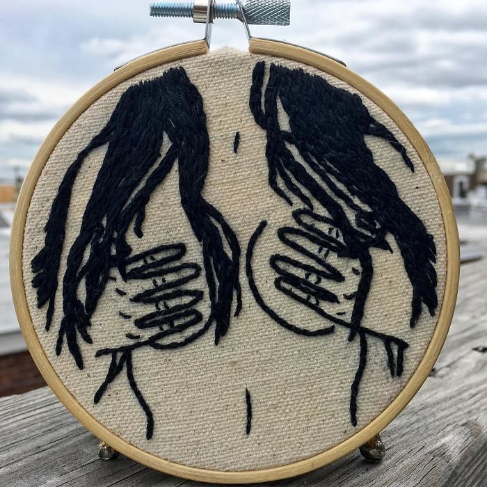 My Sister Spreads Body Positivity By Embroidering Nude Photos