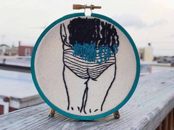 My Sister Spreads Body Positivity By Embroidering Nude Photos