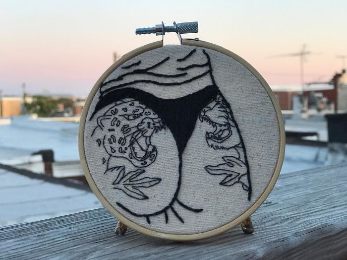 My Sister Spreads Body Positivity By Embroidering Nude Photos