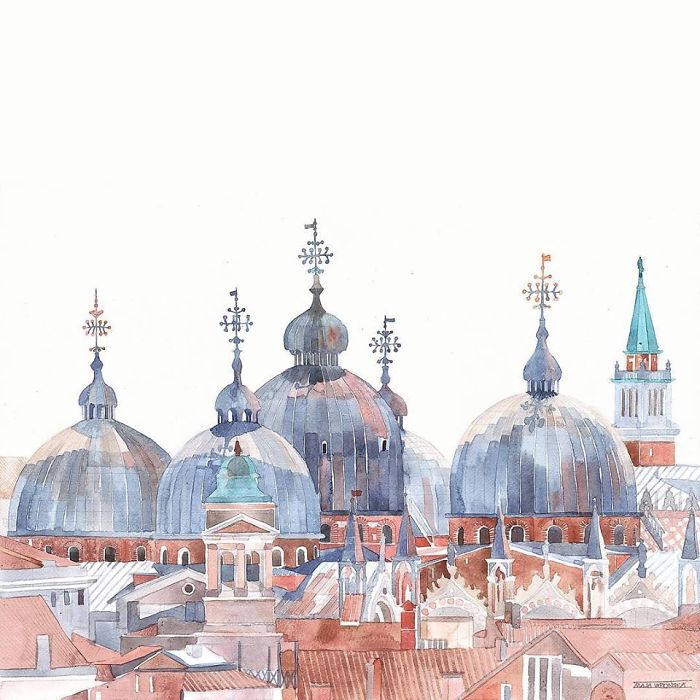 Watercolors Of Venice By Maja Wrońska