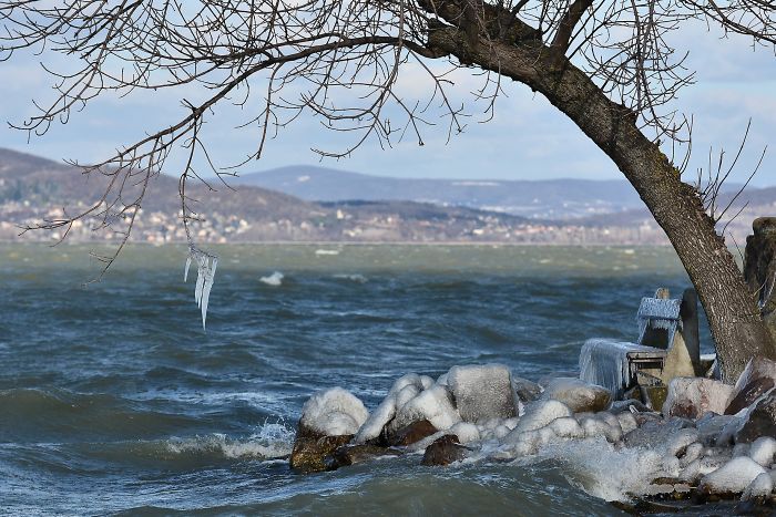 Freezing Temperatures And Strong Winds Turned Balaton Lake Into A Winter Wonderland