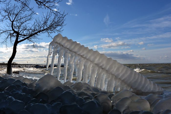 Freezing Temperatures And Strong Winds Turned Balaton Lake Into A Winter Wonderland