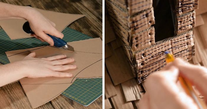 I Upcycled Cardboard Boxes Into A Witch House And It Cost Me Less Than $1