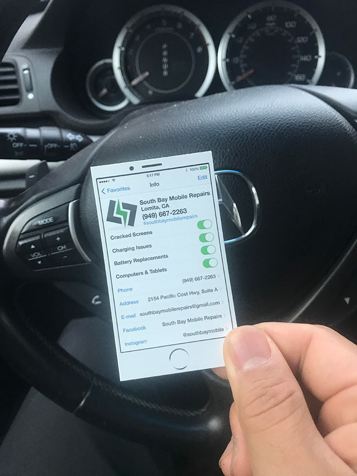 This Cellphone Repair Shop’s Business Card Is Like A Cellphone