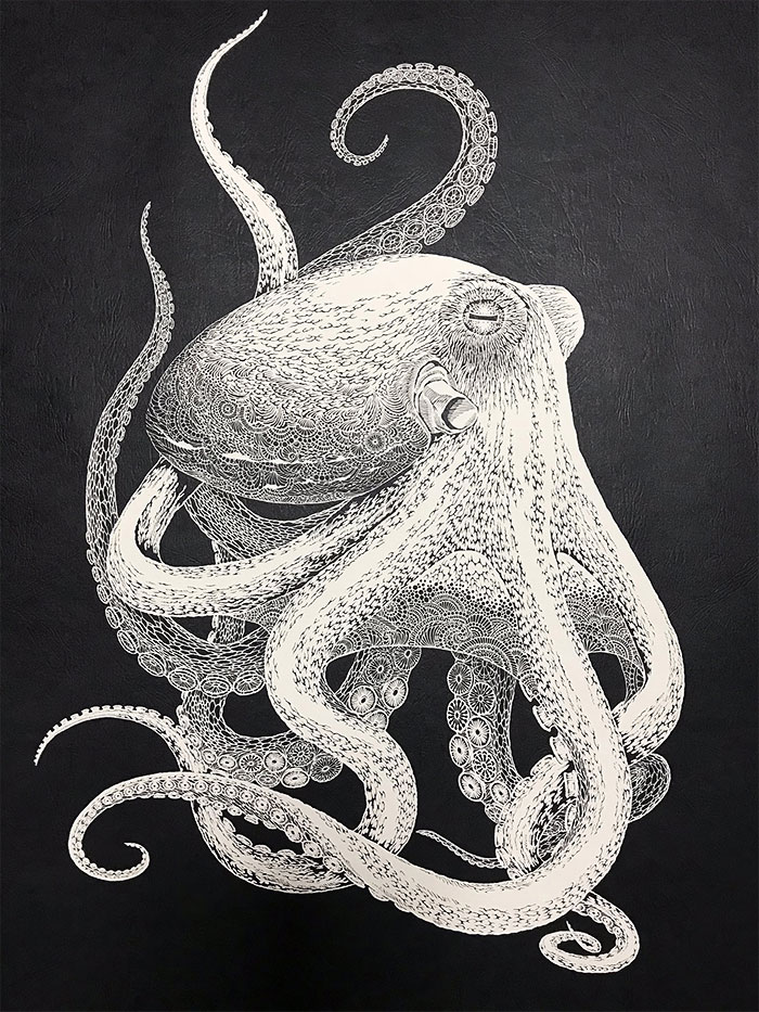 Japanese Artist Hand-Cuts Octopus From A Single Sheet Of Paper, And It&rsquo;s Even More Impressive From Up Close