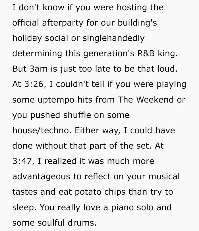 Woman Tired Of Her Loud Neighbor Writes A Hilarious Letter To Him And Leaves Him A Cake At 4 AM Woman Tired Of Her Loud Neighbor Writes A Hilarious Letter To Him And Leaves Him A Cake At 4 AM