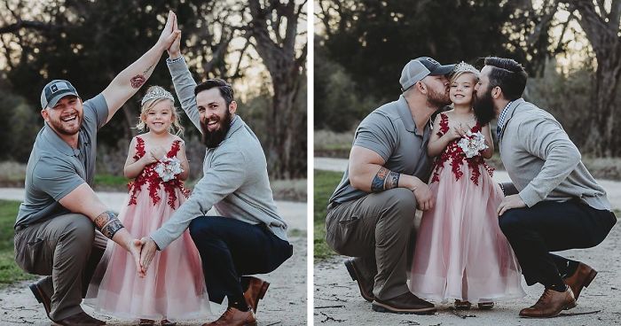 Family Of Daughter And Her Two Dads Have A Cute Photoshoot, But They’re Not A Same-Sex Couple