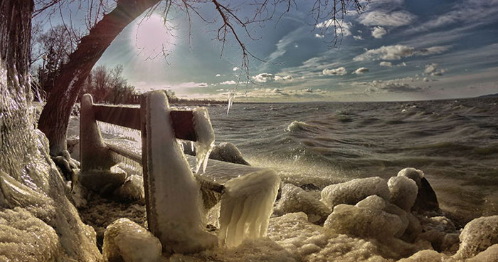 Freezing Temperatures And Strong Winds Turned Balaton Lake Into A Winter Wonderland