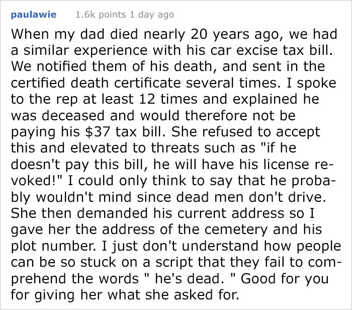 A Utility Company Demanded To Speak With Dead House Owner Directly, So His Daughter Brought Him To The Appointment