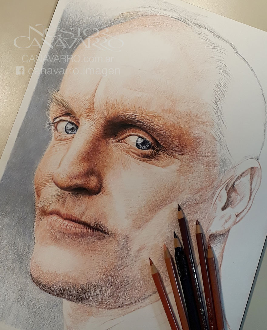 I Made This Portrait Of Woody Harrelson With Colored Pencils
