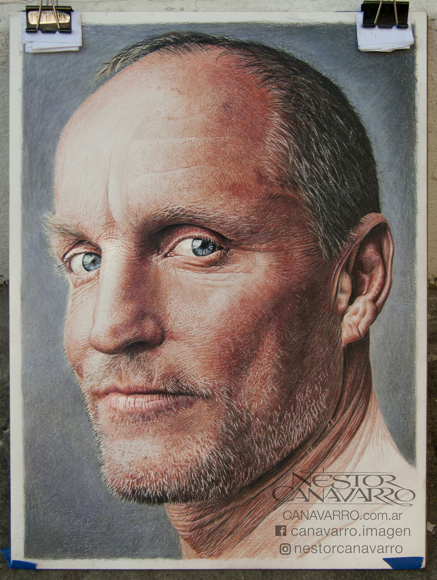 I Made This Portrait Of Woody Harrelson With Colored Pencils