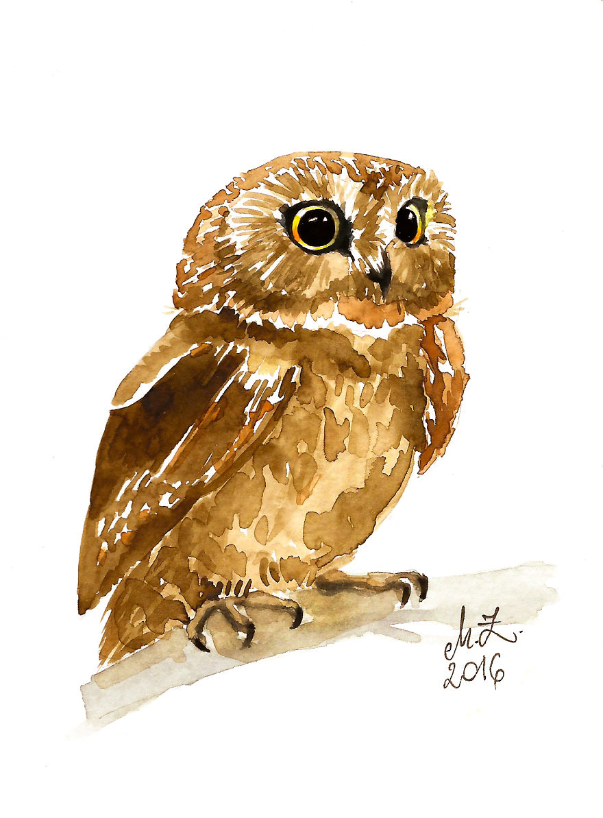I Paint Tiny, Cute Owls On A Daily Basis And Can't Stop (17 Illos)