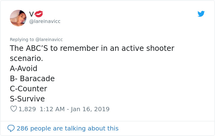 "Don't Get Under The Table:" Teacher Shares Tips On Staying Alive If An Active Shooter Is Nearby "Don't Get Under The Table:" Teacher Shares Tips On Staying Alive If An Active Shooter Is Nearby