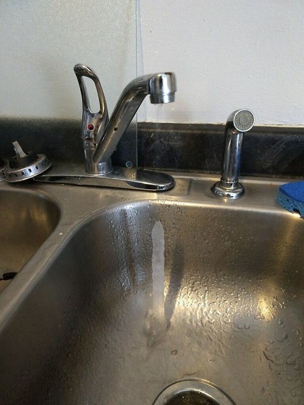 Ice Is Freezing As Soon As It Comes Out Of Our Faucet Because It's So Cold