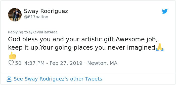 Talented Young Artist Draws Incredibly Realistic Portrait Of Kevin Hart, Can't Believe He Actually Responds On Twitter Talented Young Artist Draws Incredibly Realistic Portrait Of Kevin Hart, Can't Believe He Actually Responds On Twitter