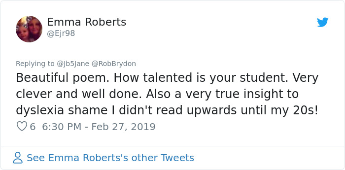 10-Year-Old Stuns Teacher With A Poem About Dyslexia That Can Be Read Forwards And Backwards