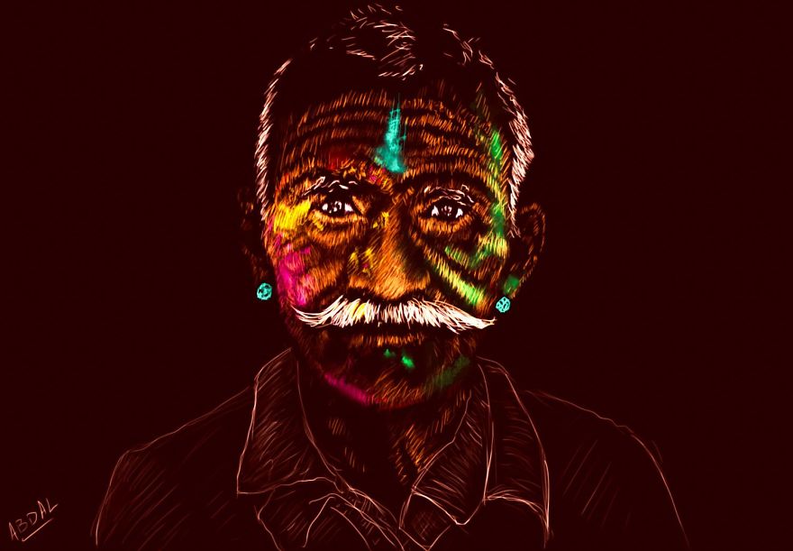 I Draw Digital Portraits That Look Like They Are Etched Using Light.