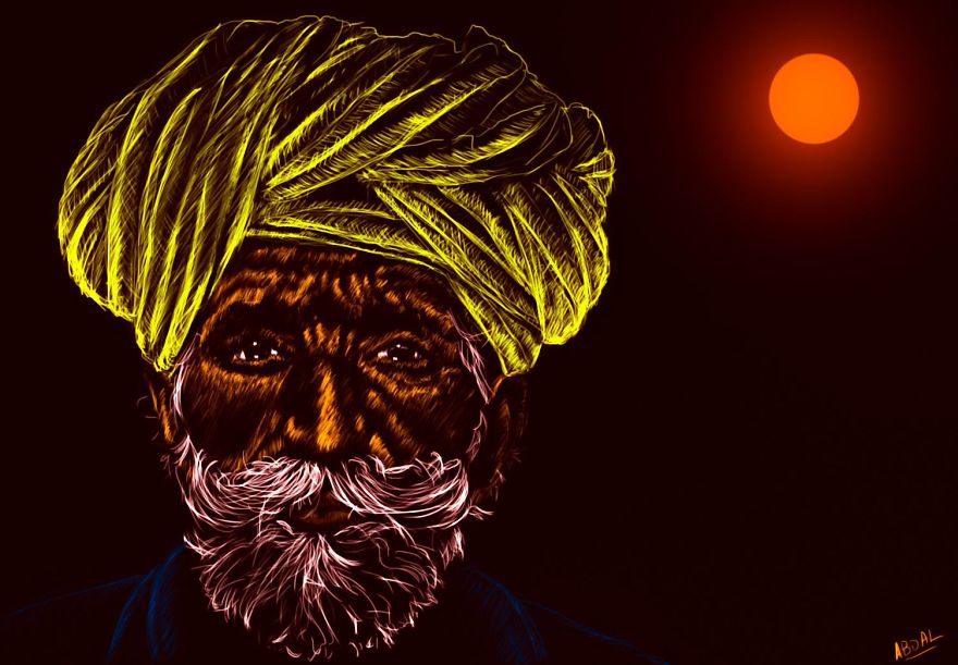 I Draw Digital Portraits That Look Like They Are Etched Using Light.