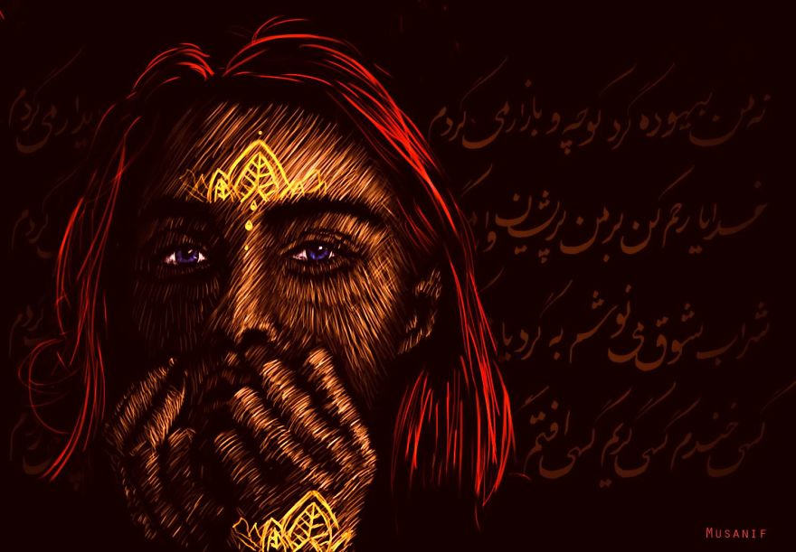 I Draw Digital Portraits That Look Like They Are Etched Using Light.