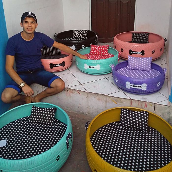 Brazilian Artist Uses The Used Tires That People Throw In The Streets To Create Beds For Animals Brazilian Artist Uses The Used Tires That People Throw In The Streets To Create Beds For Animals