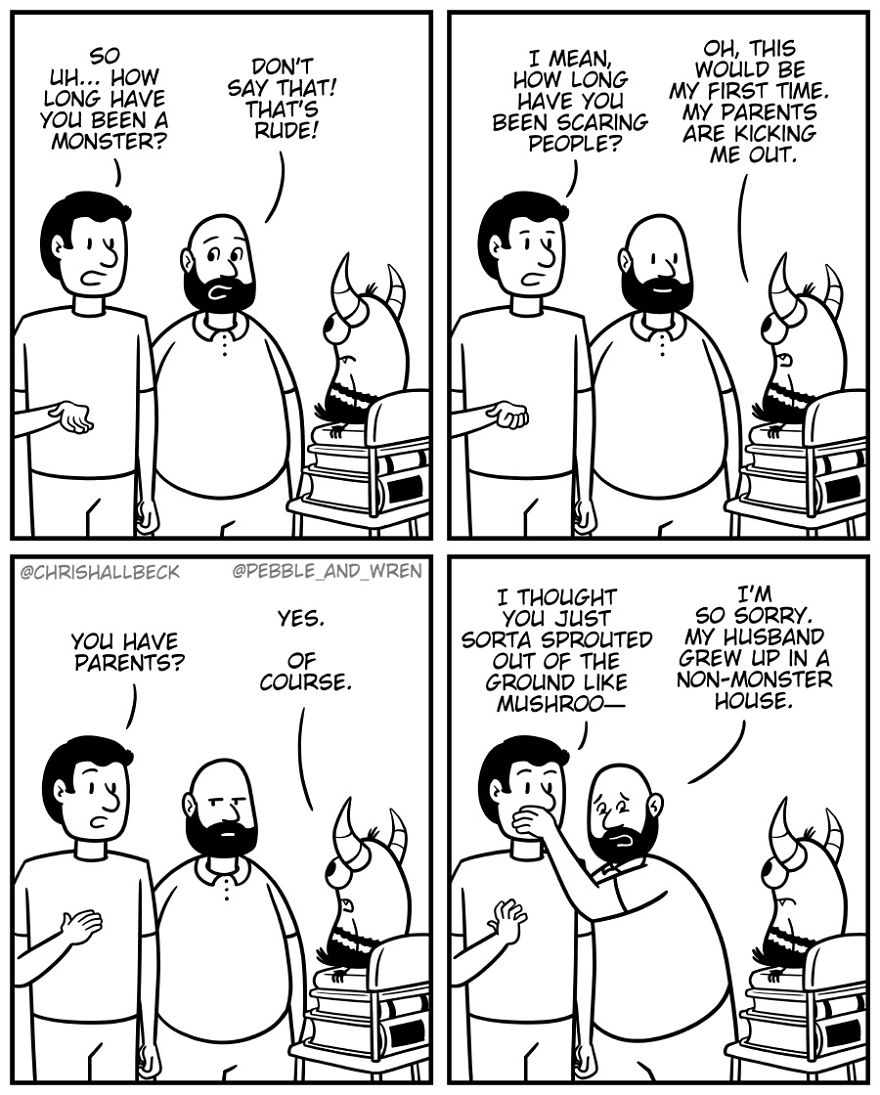 I Drew A Story Of A Little Monster Who Just Started Living Under A Girl's Bed After Parents Kicked Them Out (23 Comics)