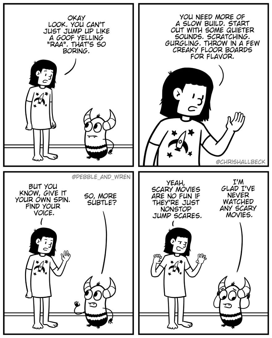 I Drew A Story Of A Little Monster Who Just Started Living Under A Girl's Bed After Parents Kicked Them Out (23 Comics)