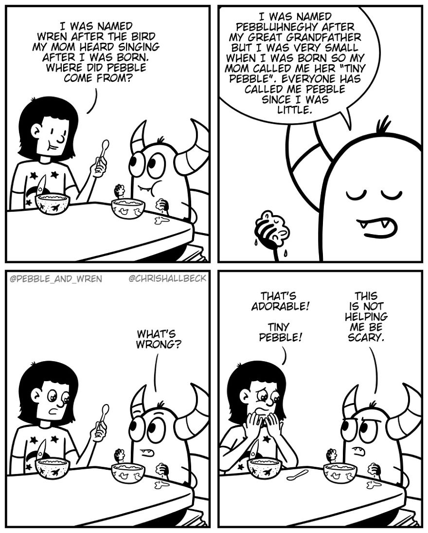 I Drew A Story Of A Little Monster Who Just Started Living Under A Girl's Bed After Parents Kicked Them Out (23 Comics)