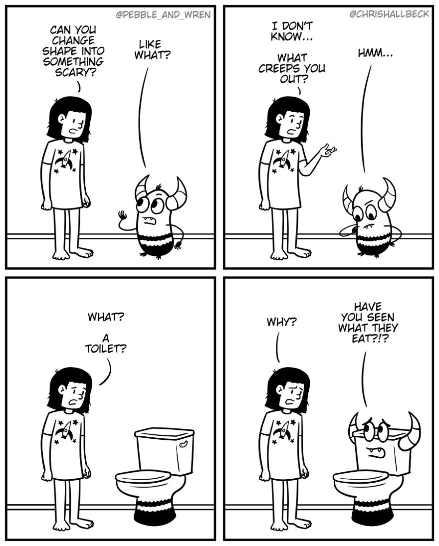 I Drew A Story Of A Little Monster Who Just Started Living Under A Girl's Bed After Parents Kicked Them Out (23 Comics)