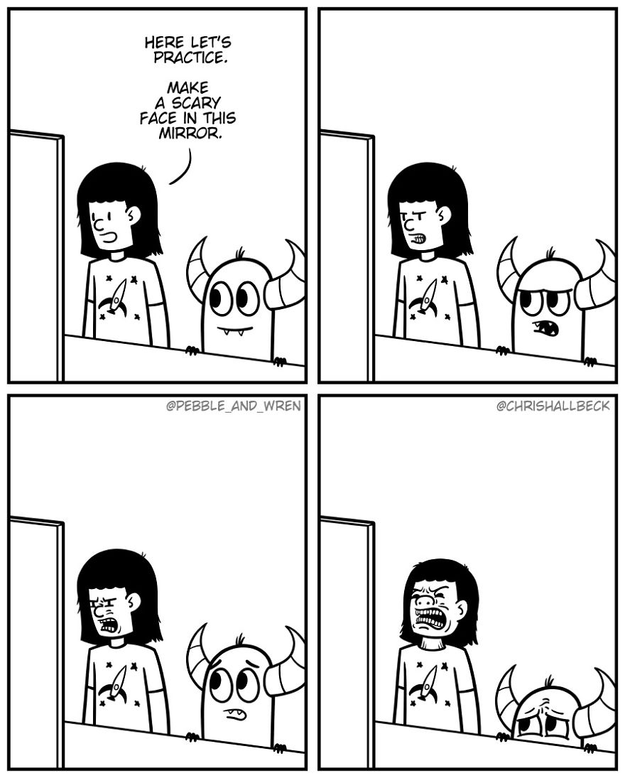 I Drew A Story Of A Little Monster Who Just Started Living Under A Girl's Bed After Parents Kicked Them Out (23 Comics)