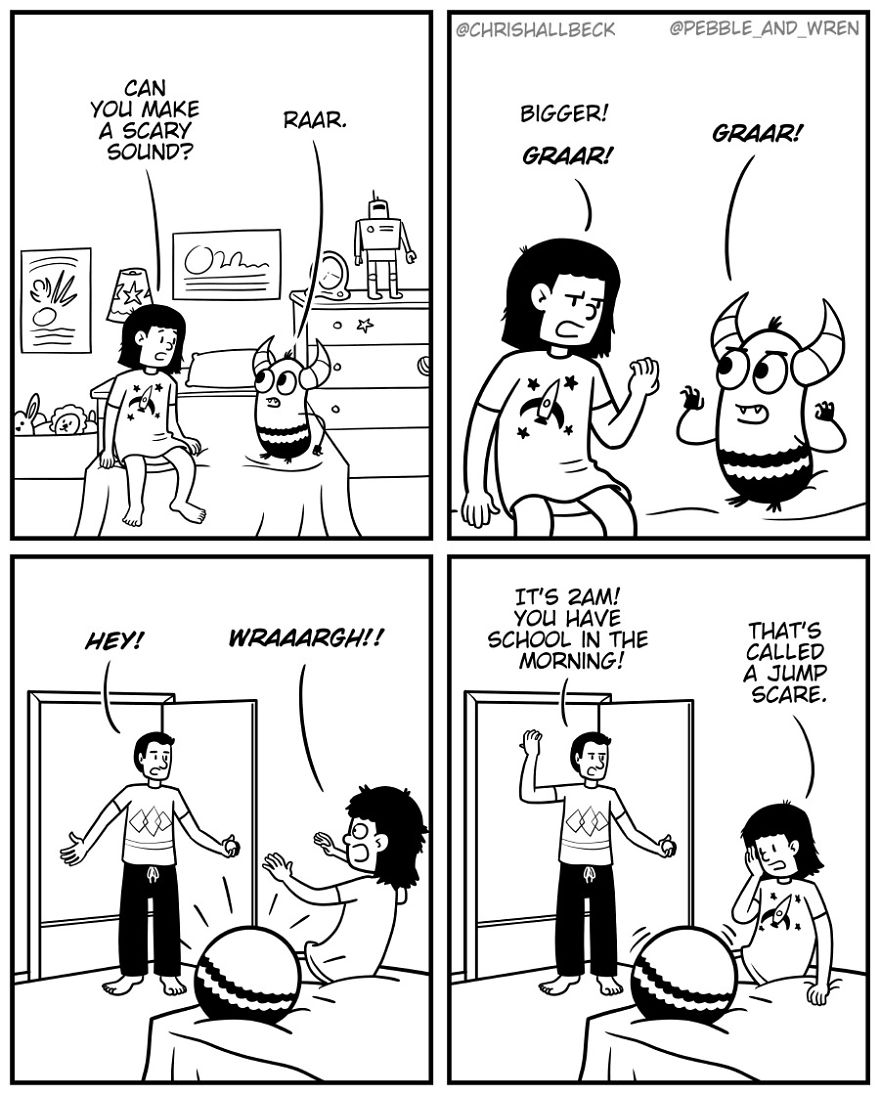 I Drew A Story Of A Little Monster Who Just Started Living Under A Girl's Bed After Parents Kicked Them Out (23 Comics)