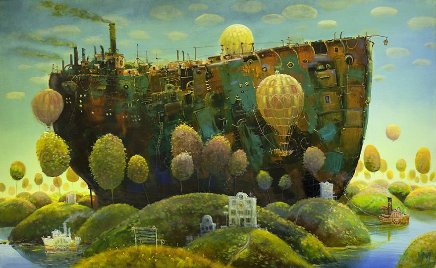 I Am Painting Fantasy Ships With Oil