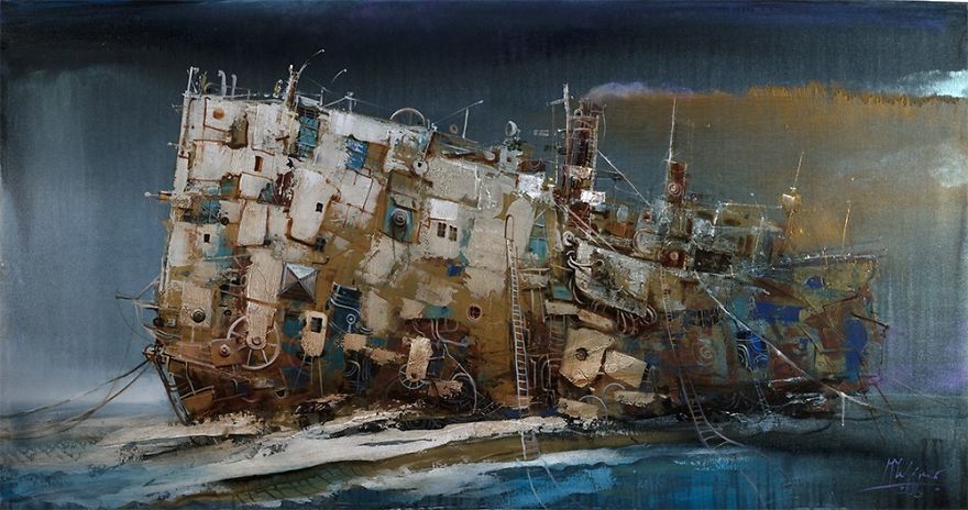 I Am Painting Fantasy Ships With Oil