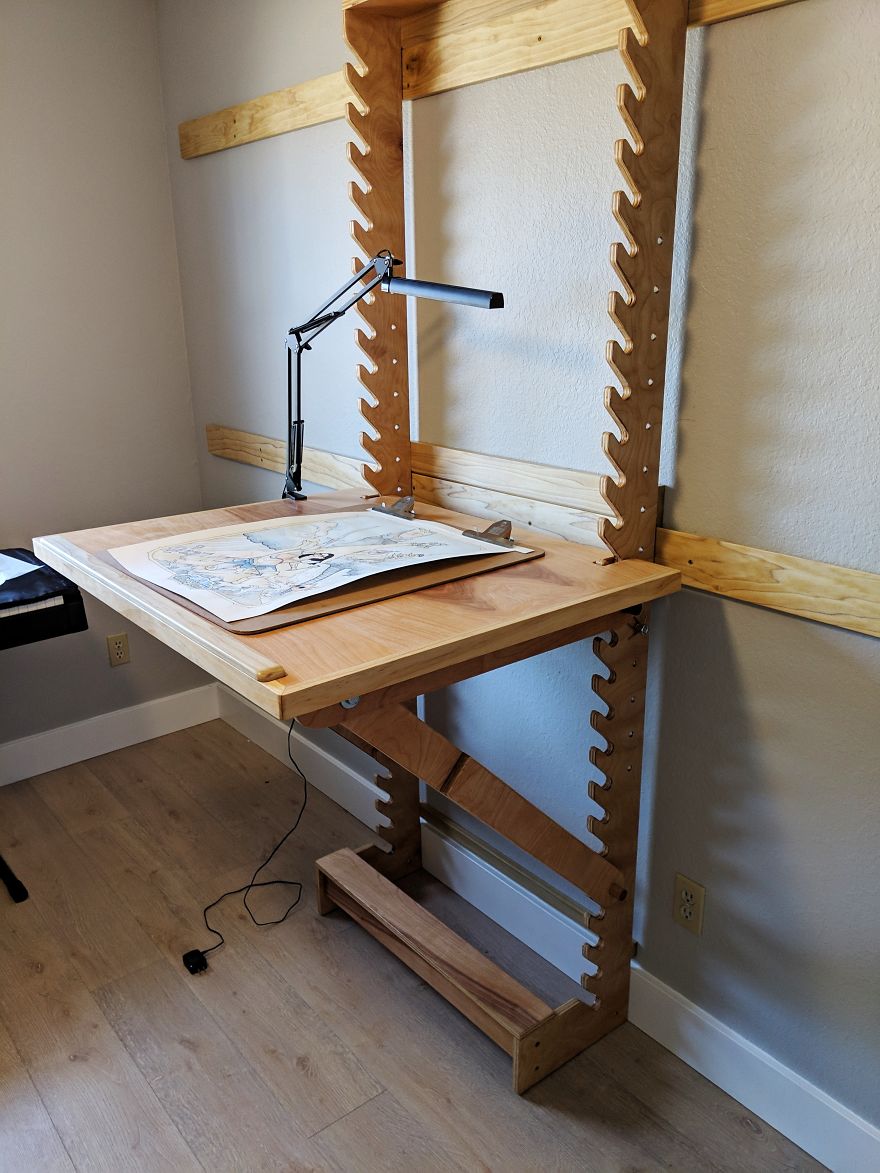 I Made An Adjustable Art Desk With A Wall Mount