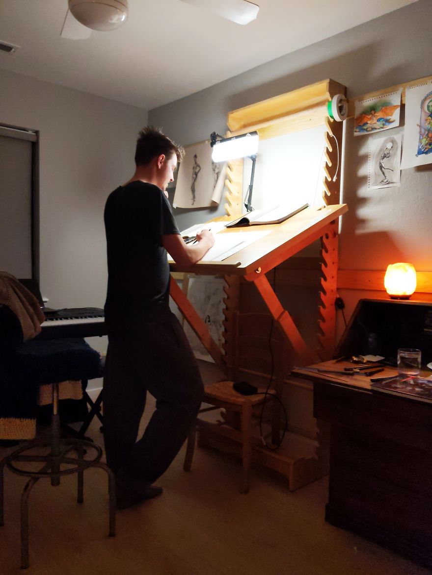 I Made An Adjustable Art Desk With A Wall Mount