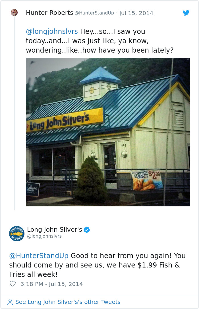 People Love This Hilarious Lover's Quarrel Between A Stand-Up Comedian And A Fast Food Chain