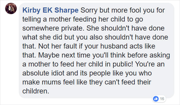 Woman Complains This Mom's Breastfeeding Is 'Distracting' Her Husband So She Squirts Her Boob At Her Woman Complains This Mom's Breastfeeding Is 'Distracting' Her Husband So She Squirts Her Boob At Her
